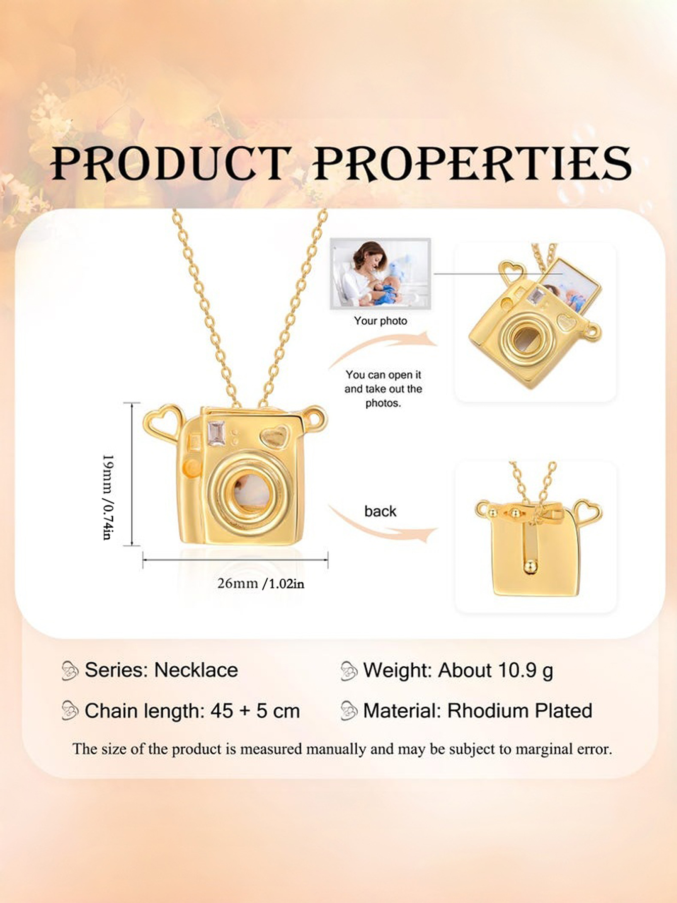 Customizable Photo-Pull Camera Necklace